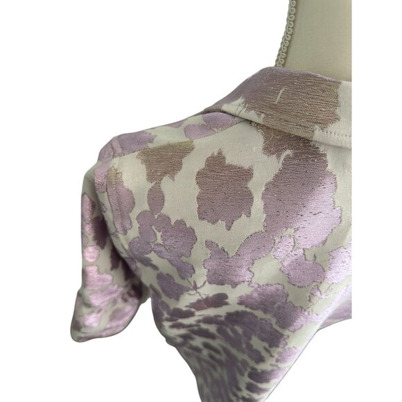 CAROLINE ROSE Floral Lavender Iridescent Lightweight Jacket Coat Sz S NEW w tags - Picture 7 of 12